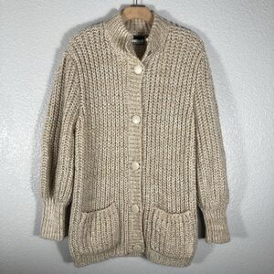 VTG Women’s Chunky Cardigan Sweater M Ribbed Knit Fisherman Grandma Bramble Lane